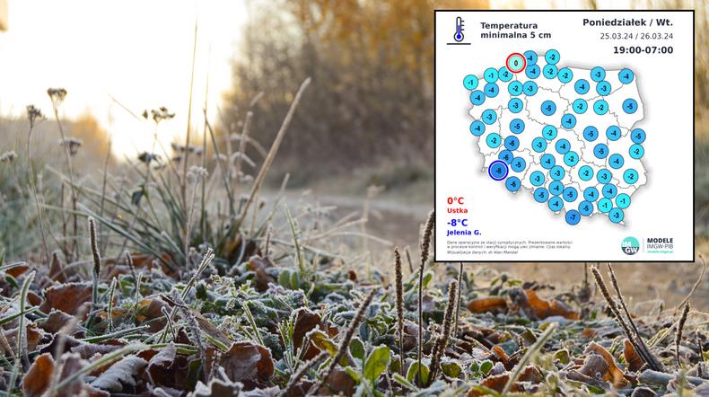 Za nami lodowaty poranek. To nie jest ostatnia fala przymrozków (mapa: IMGW)