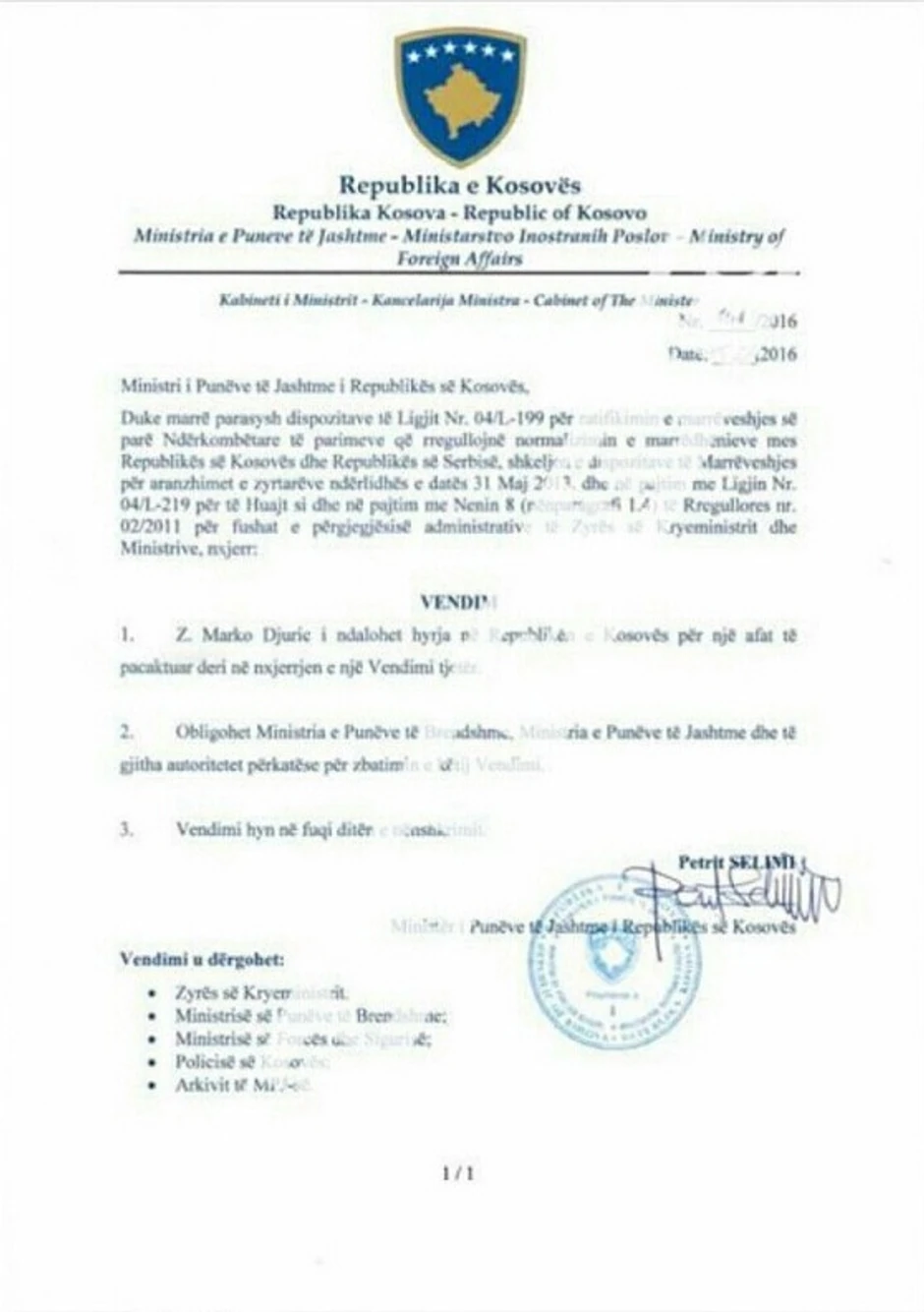 Ekskluzivno: Nalog za hapšenje Marka Đurića