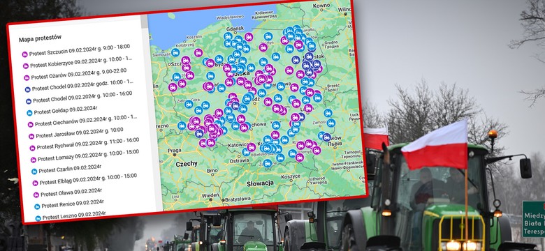 Wielki paraliż dróg w całej Polsce. Protest rolników 9 lutego, oto MAPA