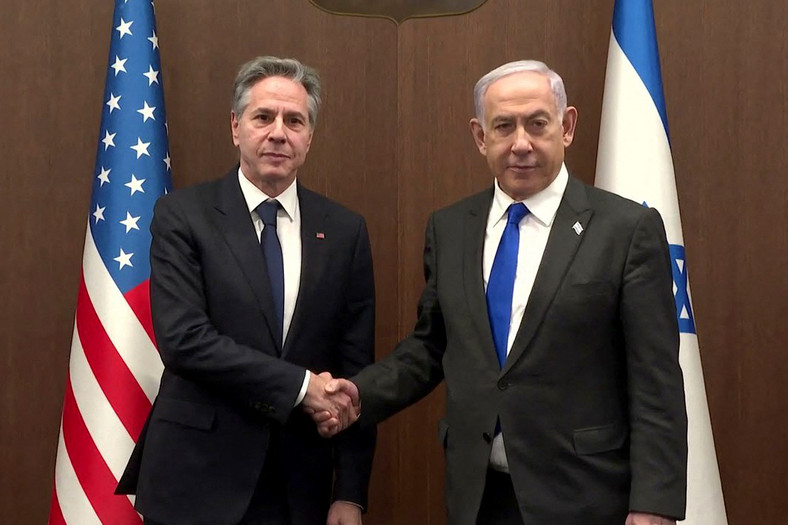 Sekretarz stanu USA Antony Blinken z premierem Izraela Binjaminem Netanjahu w Jerozolimie, 7 lutego 2024 r.