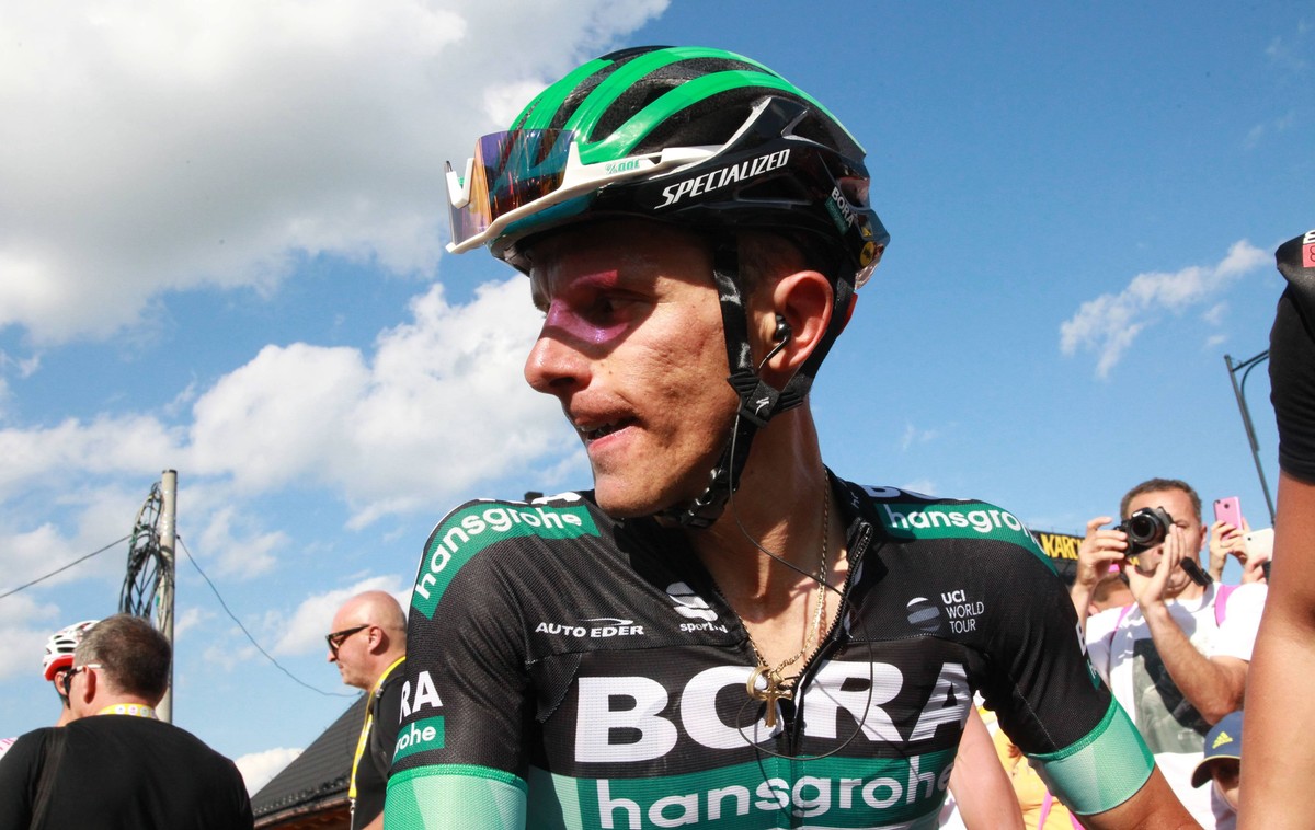 Bukowina Tatrzańska, 09.08.2019. Polak Rafał Majka na mecie ostatniego, siódmego etapu 76. Tour de Pologne wokół Bukowiny Tatrzańskiej, długości 153 km, 9 bm. (gm/dw) PAP/Grzegorz Momot