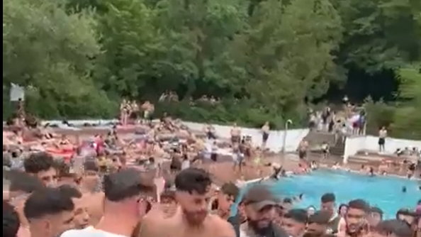 Bójka na basenie w Berlinie (Screen: Twitter.com/Andreas Hofer)