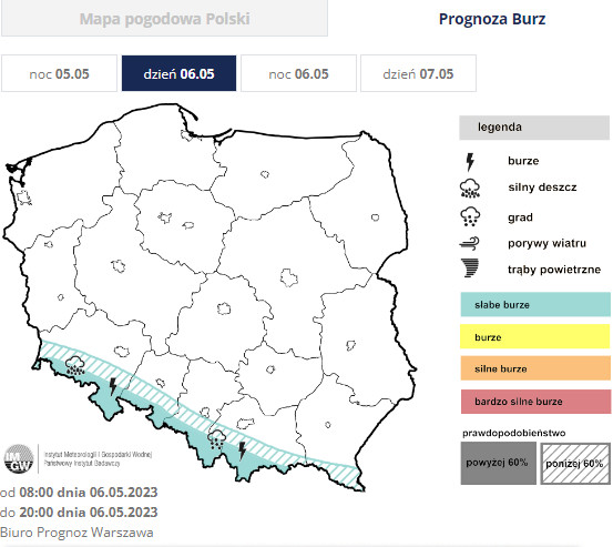 W sobotę burze możliwe są w górach