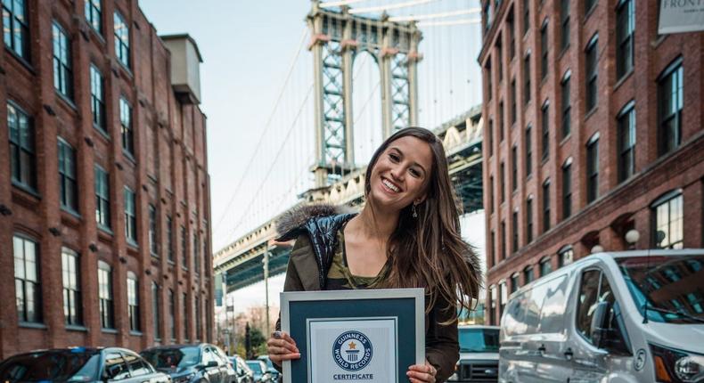 Lexie Alford pictured with her Guinness World Record.
