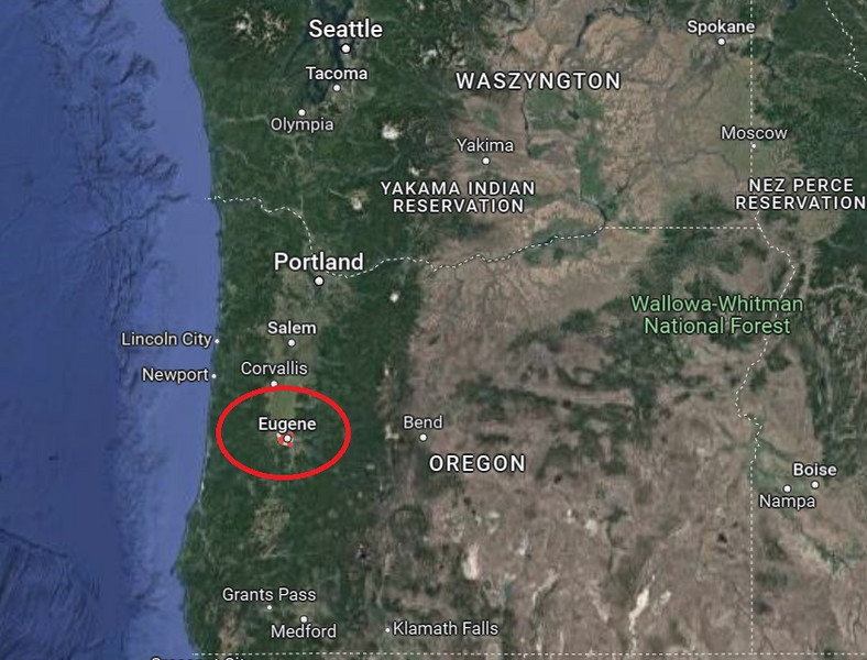 Eugene w stanie Oregon. (google maps)