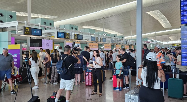 Check-in was congested at Barcelona-El Prat Airport.Ahmed Al Sharif