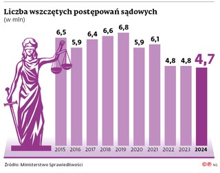 Liczba wszczętych postępowań sądowych