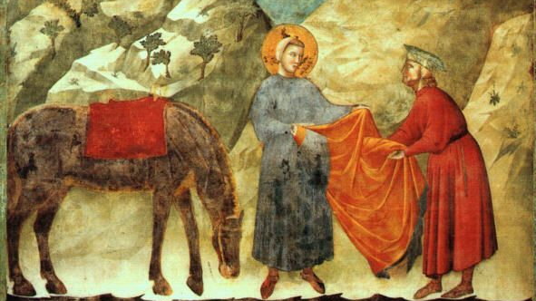 Ofiarowanie płaszcza ubogiemu rycerzowi – fresk Giotta di Bondone z Bazyliki w Asyżu