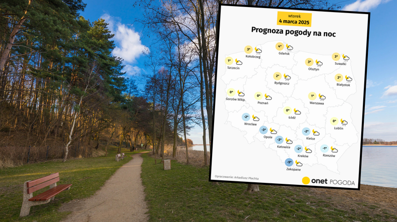 Dziś będzie cieplej i więcej słońca, ale miejscami pojawi się jeszcze trochę deszczu (mapa: Onet Pogoda)