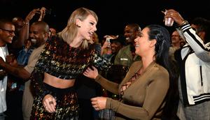Taylor Swift and Kim Kardashian at the 2015 VMAs.Kevin Mazur/MTV1415/WireImage