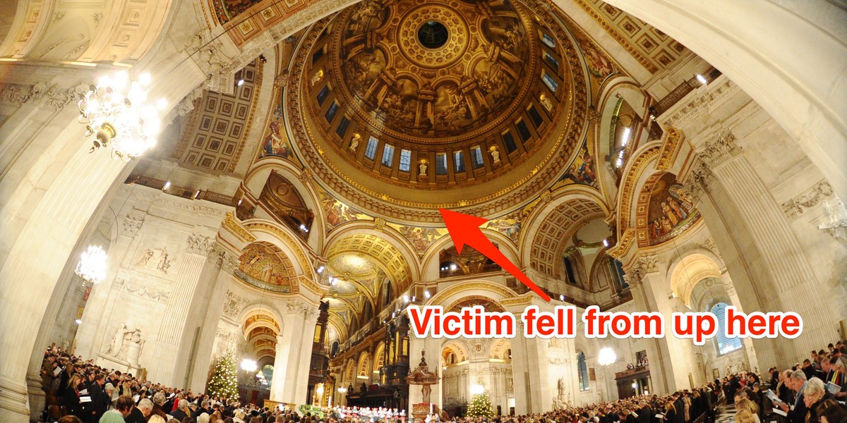 A woman has fallen to her death from inside the dome of St Paul's Cathedral