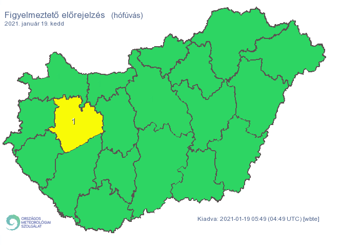 Veszprém megyére figyelmeztetést adtak ki a hófúvás miatt: a friss hóval fedett területeken a szél alacsony hótorlaszokat emelhet /Fotó: Országos Meteorológiai Szolgálat/