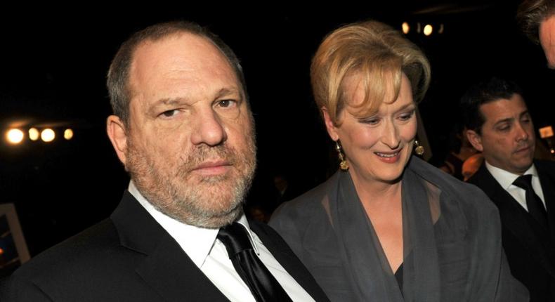 Harvey Weinstein pictured at the 18th Annual Screen Actors Guild Awards in 2012 with actress Meryl Streep, who famously called him 'God'