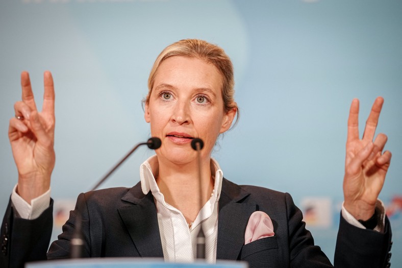 Przewodnicząca partii Alternatywa dla Niemiec, Alice Weidel, na posiedzeniu grupy parlamentarnej AfD, Berlin, 16 stycznia 2024 r.