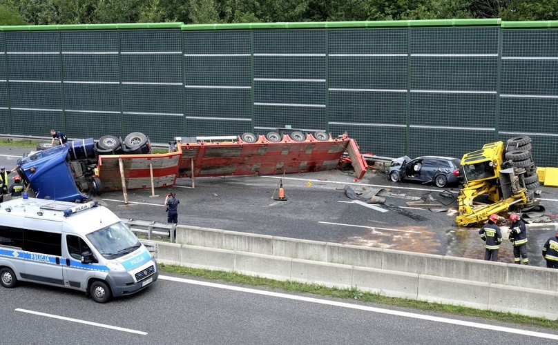 Wypadek na autostradzie A4 w Zabrzu