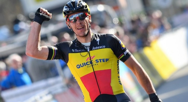 Belgian cyclist Philippe Gilbert, pictured in March 2017, won a sprint finish in Cham