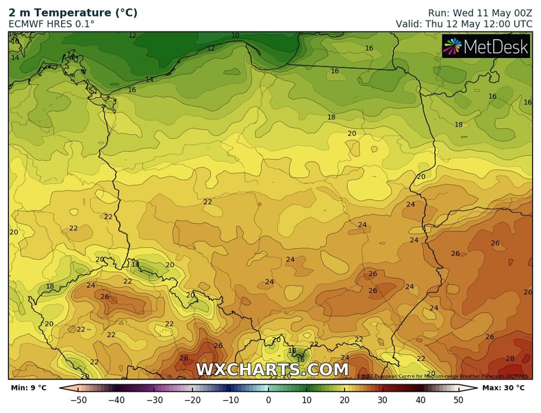 Od północy temperatura zacznie spadać