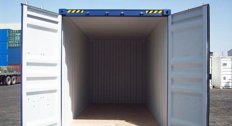 An empty shipping container