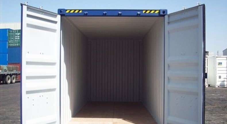 An empty shipping container