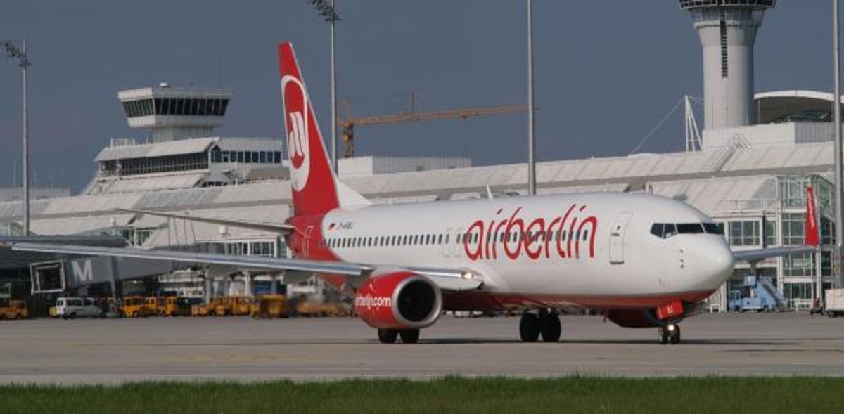 Samolot linii airberlin na lotnisku w Monachium