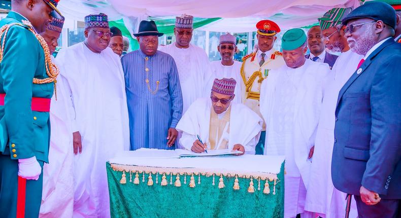 President Muhammadu Buhari at Nigeria's 62nd Independence anniversary celebration. {Twitter:@BashirAhmaad]