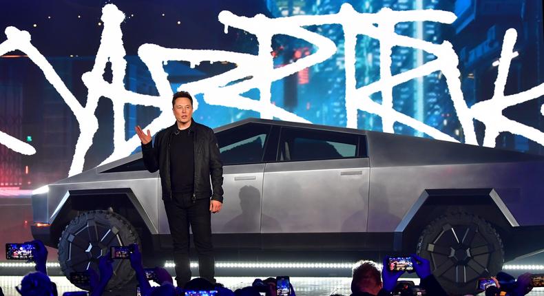 Tesla CEO Elon Musk introducing the Cybertruck in November 2019.Frederic J. Brown/AFP via Getty Images