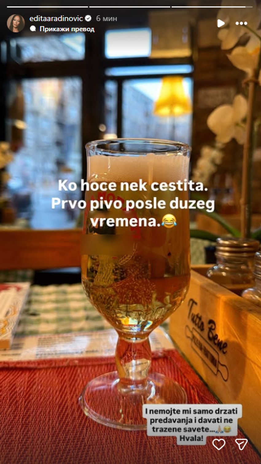 Edita pije pivo