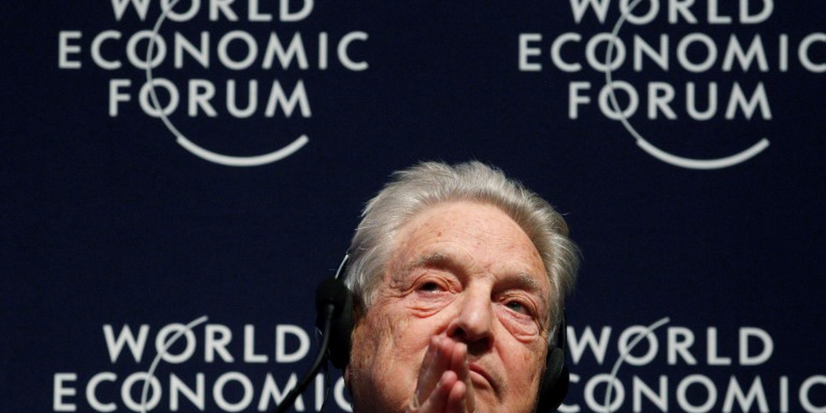 Soros Fund Management Chairman, Soros, attends a session at the World Economic Forum in Davos
