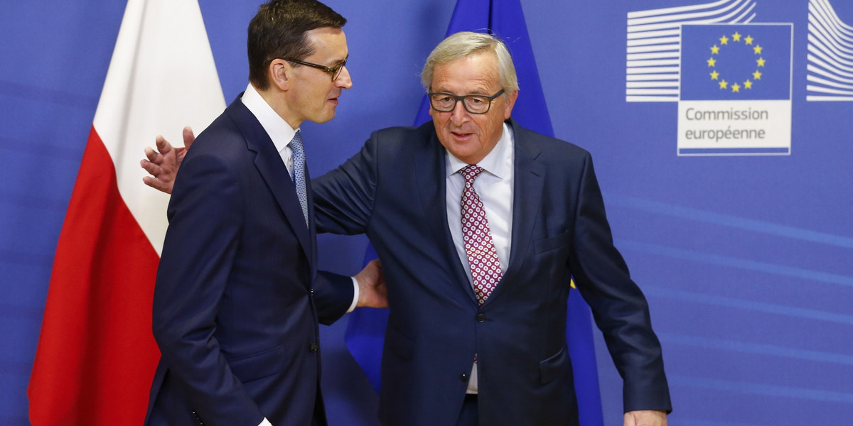 Premier Mateusz Morawiecki i szef Komisji Europejskiej Jean-Claude Juncker