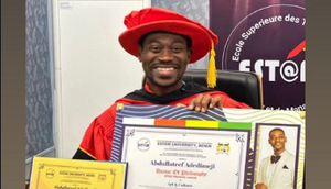 Actor Lateef Adedimeji became emotional as he was dressed in the ceremonial robe [Instagram/adedimejilateef]
