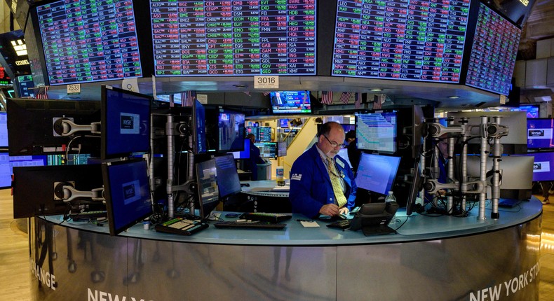 Stocks struggled to mount a comeback on Thursday, with tech losses deepening after Wednesday's brutal sell-off. Photo by ANGELA WEISS/AFP via Getty Images