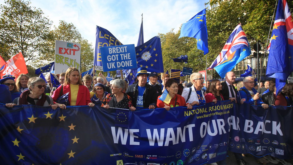 Demonstranci domagają się ponownego dołączenia Wielkiej Brytanii do Unii Europejskiej