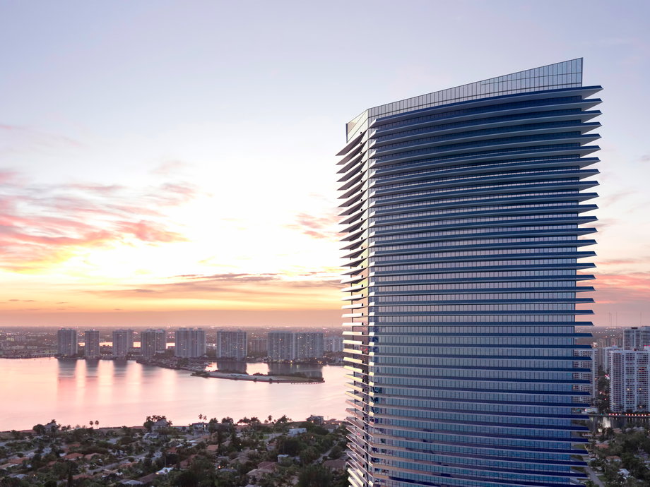 Also at Sunny Isles Beach: the Residences by Armani Casa, which is being developed for a whopping $1 billion. It's a 60-floor tower topped by a penthouse that's listed for $15 million — and when you buy the penthouse, you'll also get a free trip to Italy to meet designer Giorgio Armani. There are 308 units in the massive tower, starting at $1.85 million. Curbed Miami reports that more than half have already sold.
