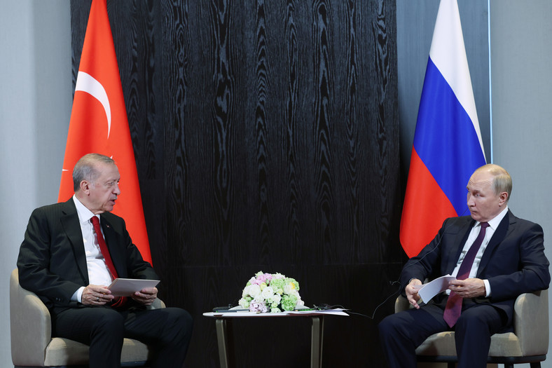 Recep Tayyip Erdogan i Władimir Putin w Uzbekistanie. 2022 r.
