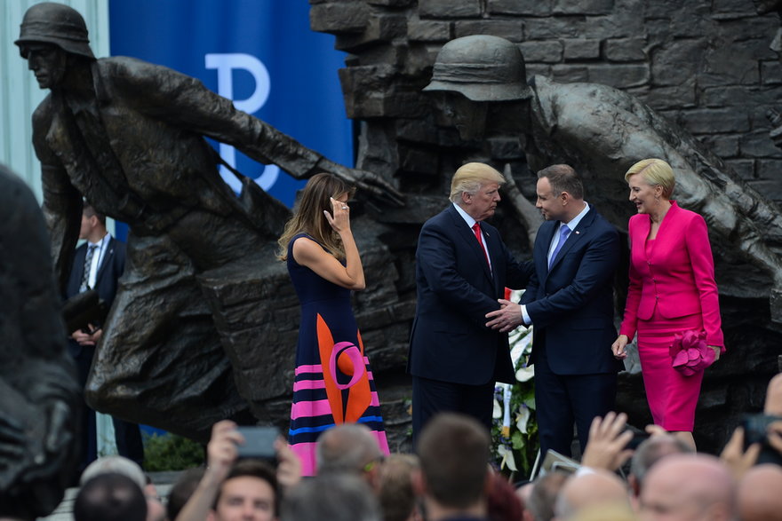 Donald Trump na placu Krasińskich w Warszawie (2017 r.)