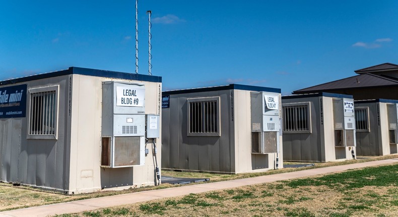 An influx care facility for unaccompanied children in Carrizo Springs, Texas.
