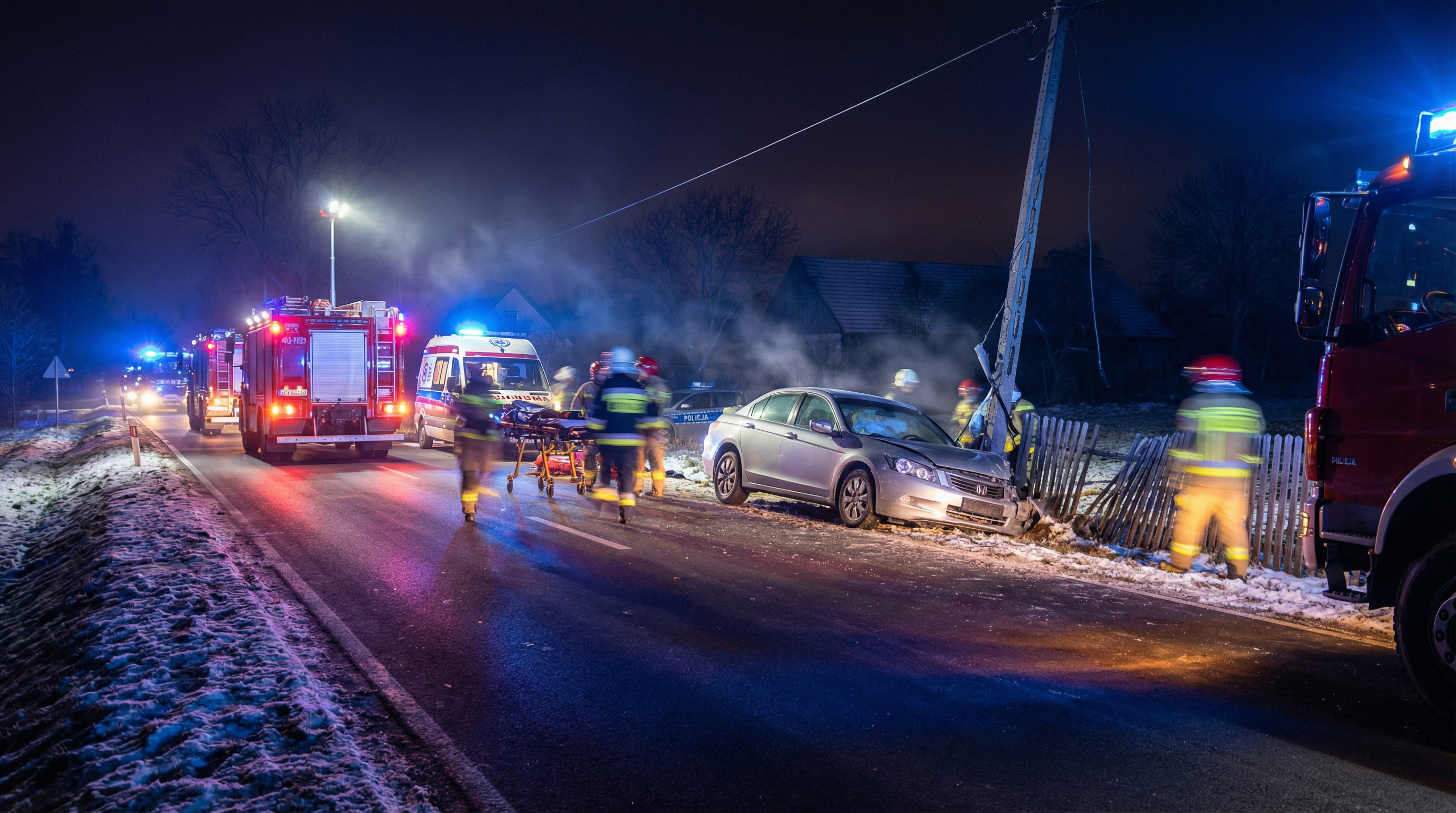 Wypadek pod Wołominem: pięcioro rannych, osoba wyrzucona z auta. Pijany kierowca