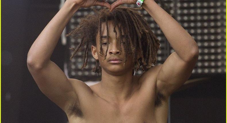 Jaden Smith shirtless at 2015 Wireless Festival, London