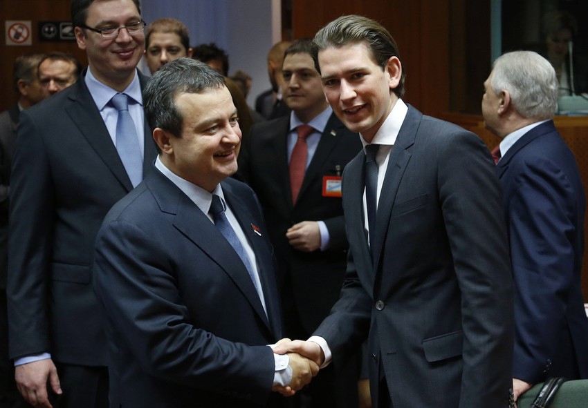 Aleksandar Vučić i Ivica Dačić sa austrijskim ministrom Kurcom