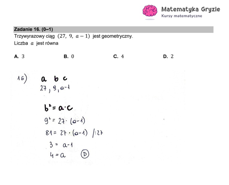 Arkusz CKE i odpowiedzi. Matematyka, poziom podstawowy formuła 2015 - zadanie 16