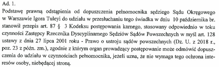 Odpowiedź przesłana przez rzecznika dyscyplinarnego Piotra Schaba