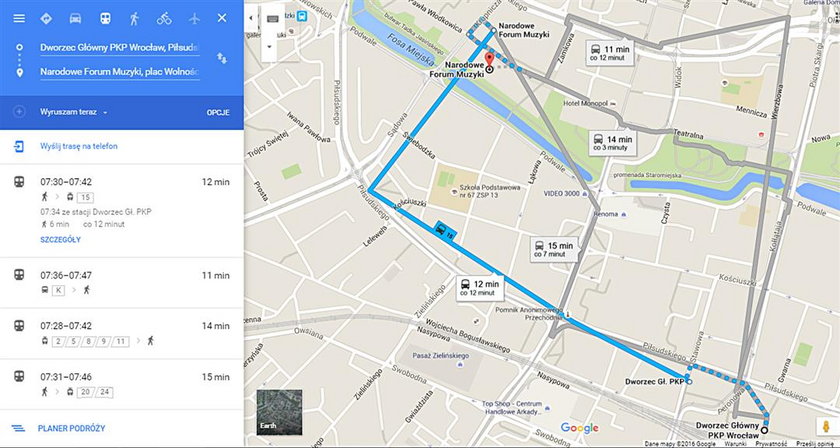Dzięki mapom Google pojedziemy MPK