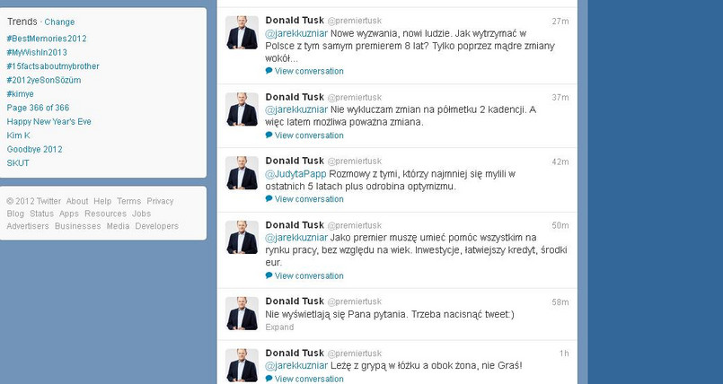 Profil premiera Donalda Tuska na Twitterze