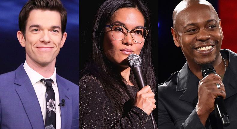 John Mulaney, Ali Wong, and Dave Chappelle are stand-up comedians. Each has a comedy special on Netflix.