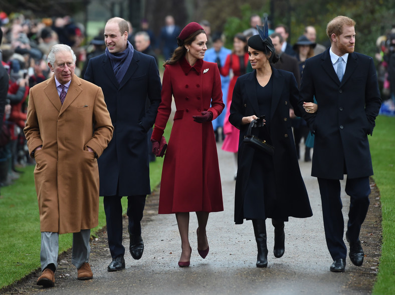 Książę Karol, książę William, księżna Kate, Meghan Markle i książę Harry w 2018 r.