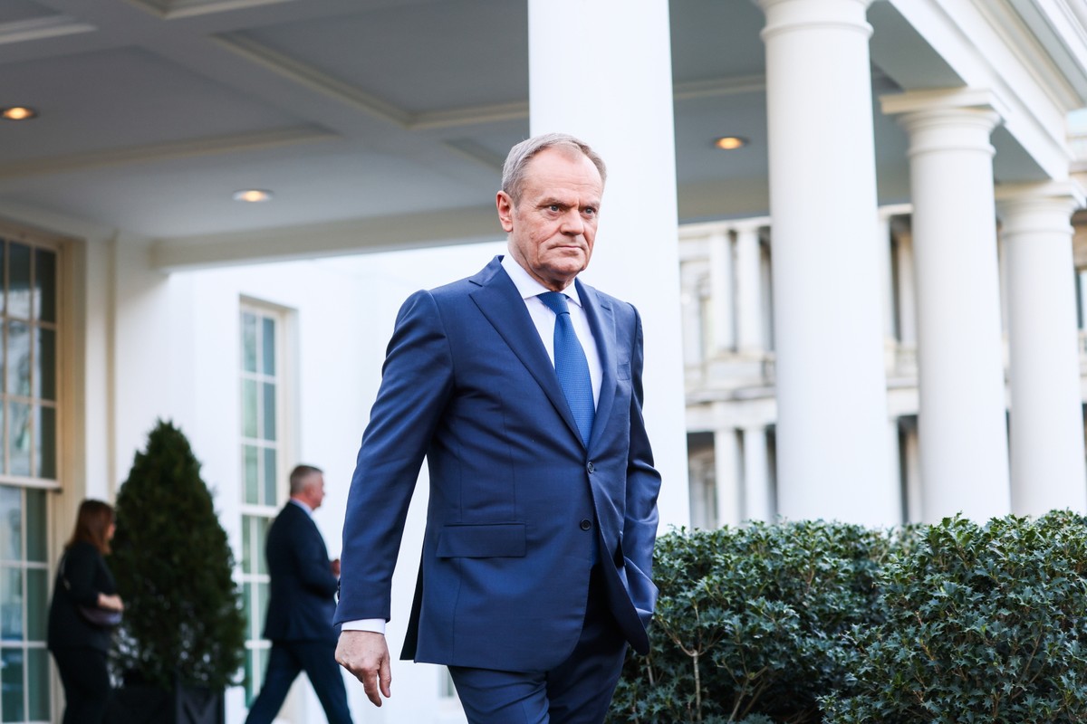 Premier Donald Tusk po spotkaniu z prezydentem USA Joe Bidenem w Białym Domu w Waszyngtonie