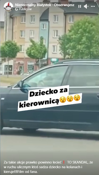 Białystok, dziecko za kierownicą