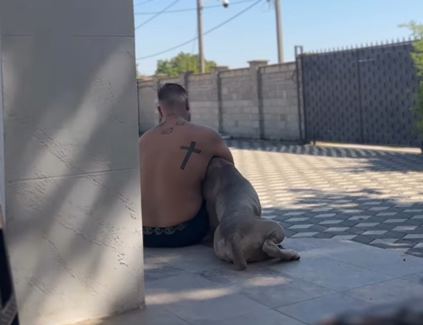 Darko Lazić se u dvorištu igrao sa psom