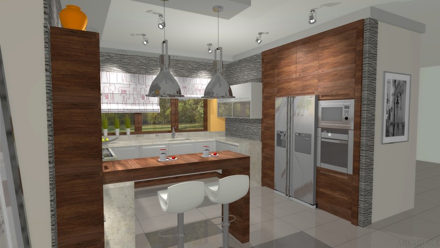 Szafa z lodówką jest zabudowana bardzo wysoko