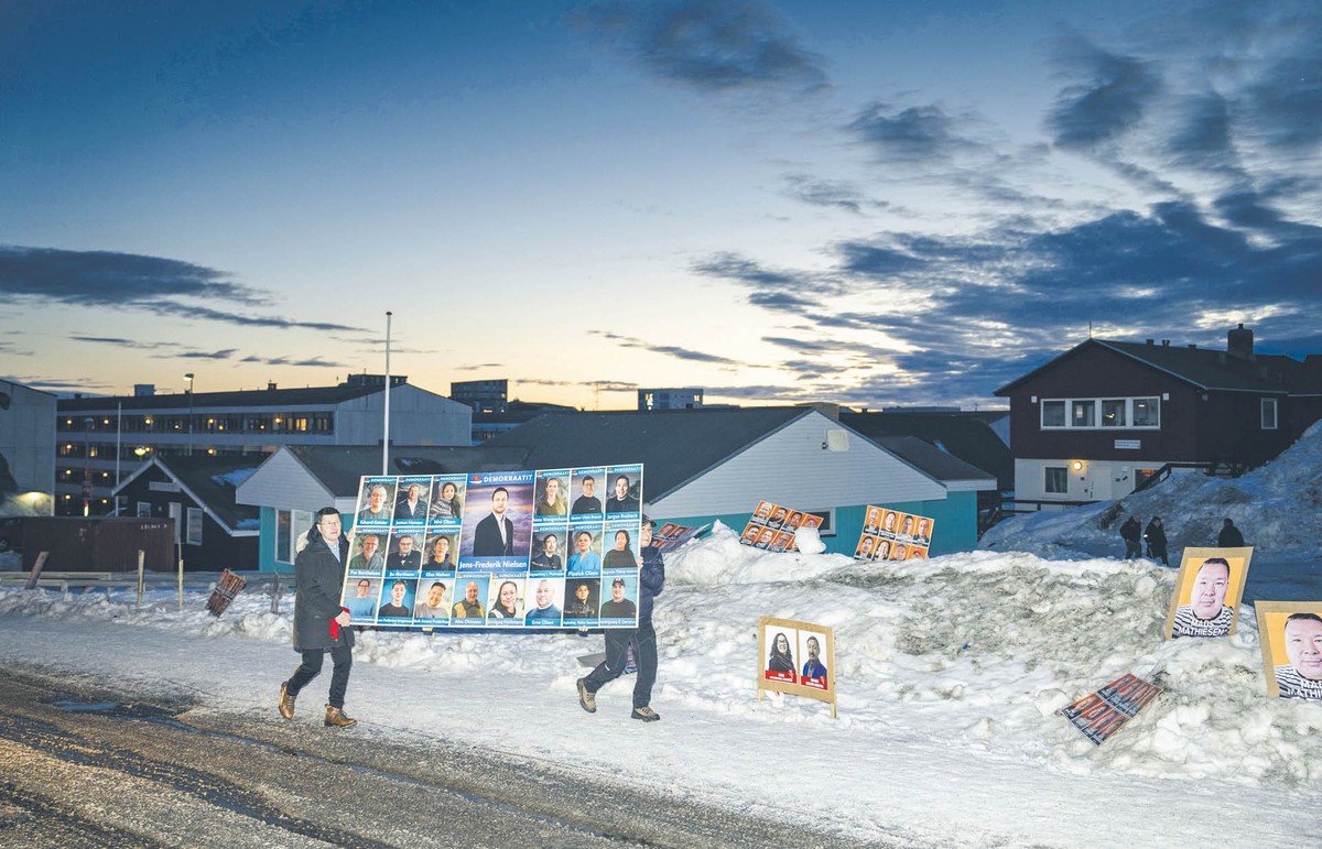 Przedwyborcza kampania w stolicy Grenlandii. Nuuk, 11 marca 2025 r.